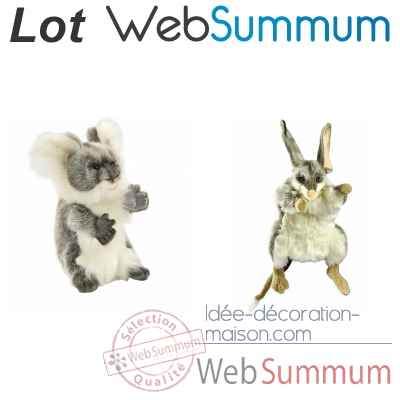 Lot 2 marionnettes a main peluches animalieres realistes Koala et Bilby -LWS-510