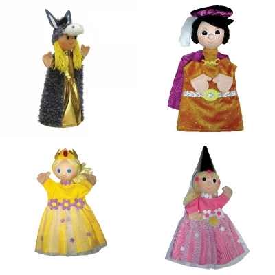 Lot 4 marionnettes tissus a gaine Le prince et la princesse Peau D\\\'ane -LWS-472