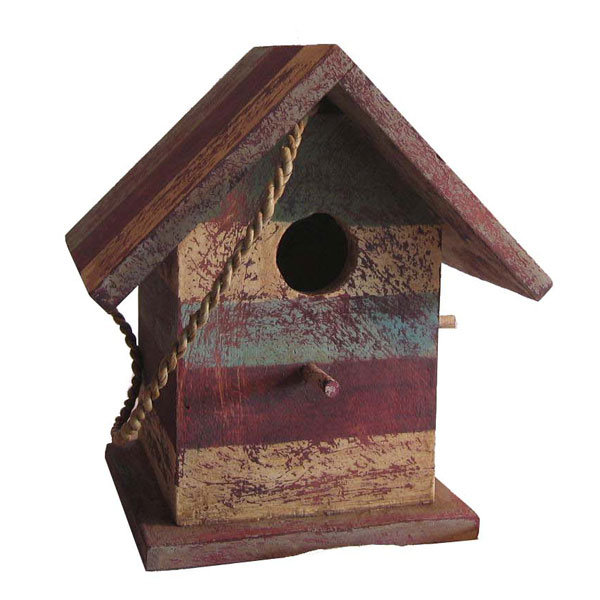 Maison pour oiseau polychrome en bois artisanat Indonesien -13740