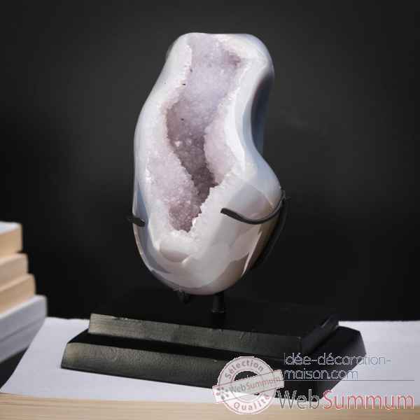 Geode amethyste fermee dans gangue d\'agate polie Objet de Curiosite -PUMI920-1