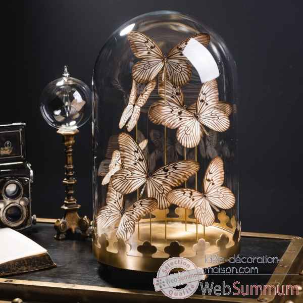 Globe de 8 papillons idea blanchardi Objet de Curiosite -IN127