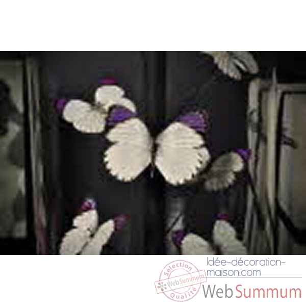 Globe etroit de 14 papillons blancs et violets Objet de Curiosite -IN072