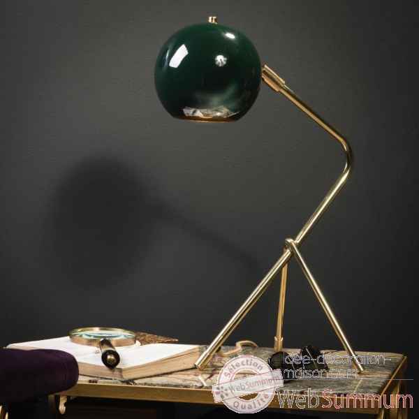 Lampe de bureau tubulaire laiton abj rond vert Objet de Curiosite -LU157