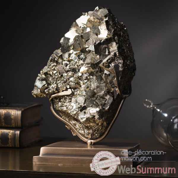 Pyrite sur socle laiton Objet de Curiosité -PUMI773-1