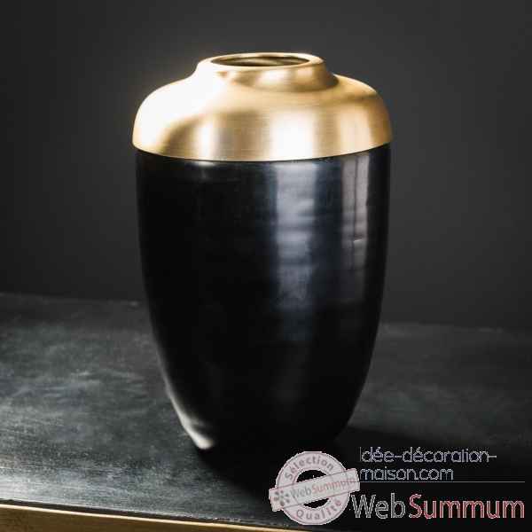Vase verre noir et laiton Objet de Curiosite -VA059