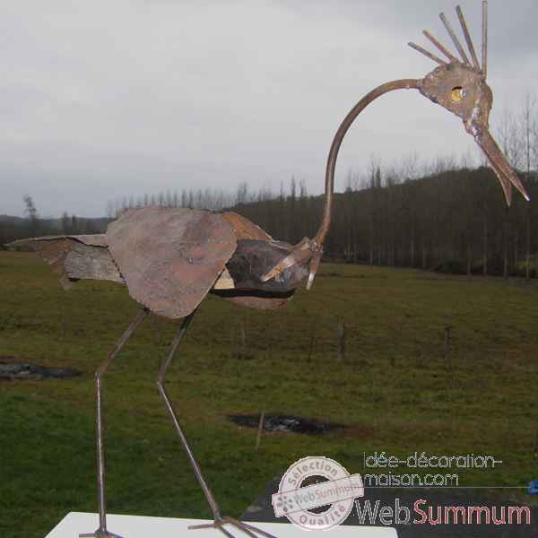 Oiseau en bois flotte avec ailes metal Terre Sauvage -DO07