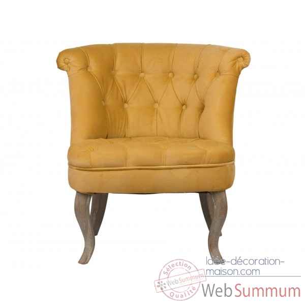 Fauteuil crapaud capitonne jaune trianon Opjet