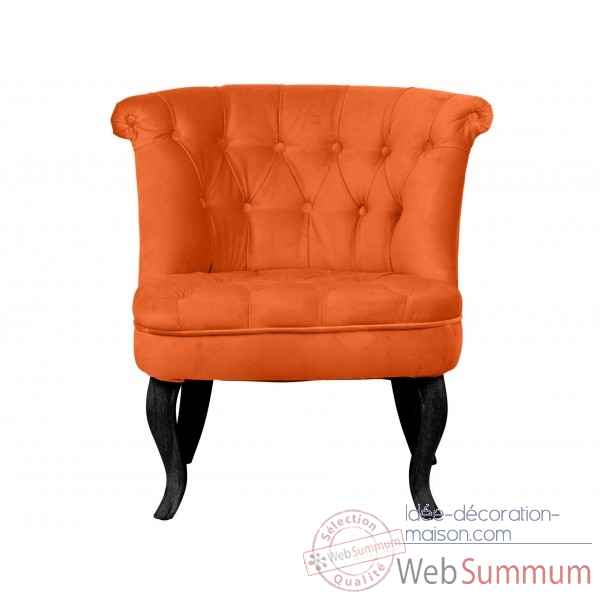 Fauteuil crapaud capitonne orange trianon Opjet