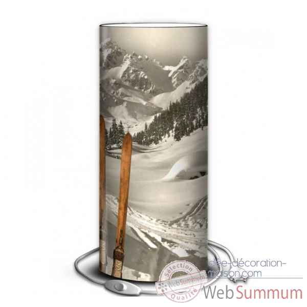 Lampe montagne vintage ski en bois -MO1637