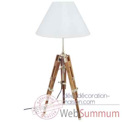 Lampe trepied en sheesham nat., l. nickele, haut. reglable de 50 a 80 cm -1960