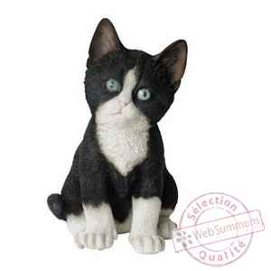 Chaton assis noir et blanc 20cm Riviera system -200252