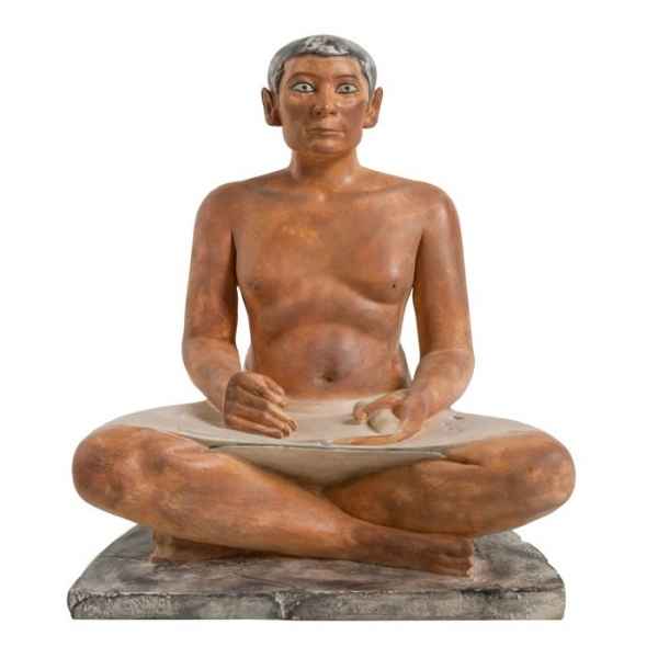 Reproduction statuette musee scribe de saqqarah ou scribe accroupi (reduction) - art egyptien -RE000238
