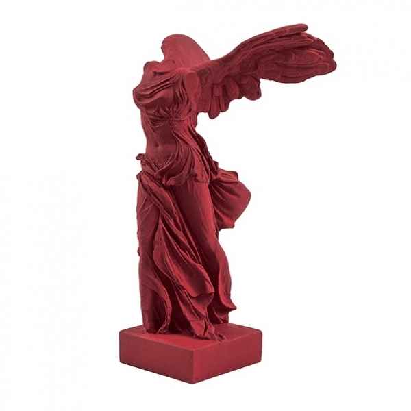 Statuette musee reproduction Victoire de Samothrace 34 cm art grec rouge sombre Samo HIP  -RB002351