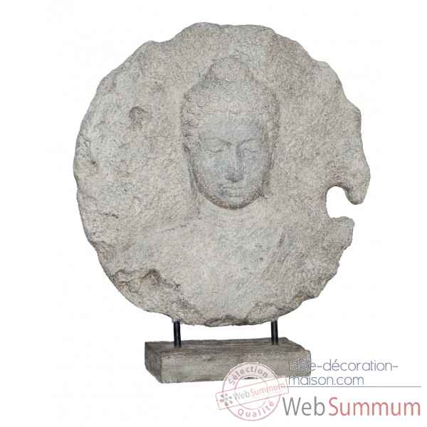 Medaillon en relief masque bouddha sur socle Rochers Diffusion -MBS 70