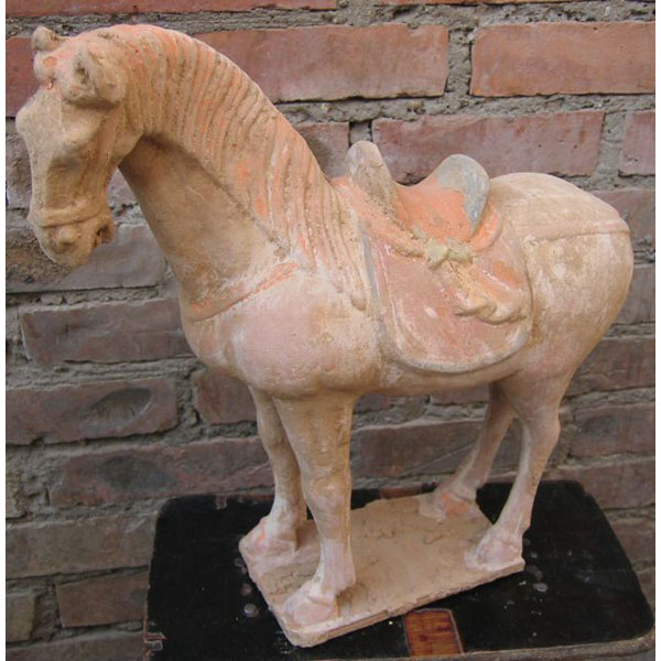 Sculpture cheval criniere en terre cuite artisanat Chine -c66503