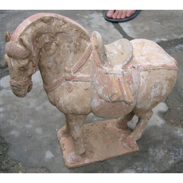 Sculpture cheval tang en terre cuite artisanat Chine -c67030