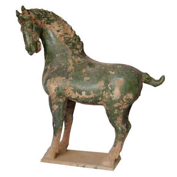 Sculpture cheval tang vernisse couleur vert artisanat Chine -cer014-v