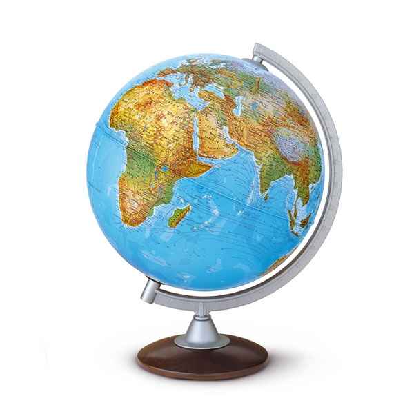 Globe de bureau - Atlantis 30 - Globe geographique lumineux - Cartographie double effet : physique eteint, politique allume - diam 30 cm - hauteur 42 cm
