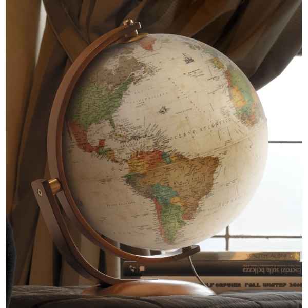 Globe de bureau Optimus 37 - Globe géographique lumineux - Cartographie de type antique,  réactualisée - diam 37 cm - hauteur 47 cm