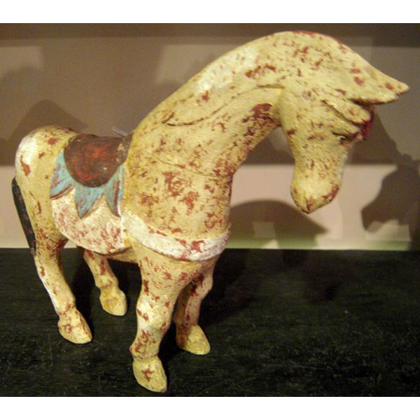 Sulpture cheval ocre polychrome artisanat Indonesien -27057