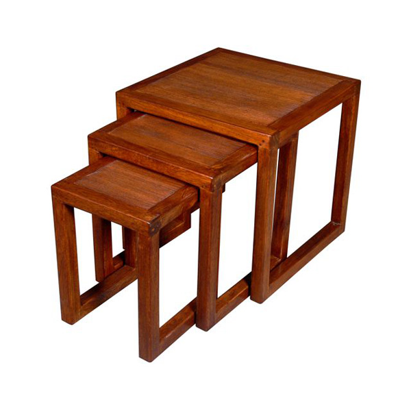 Petites tables stries a mettre en bout de canape, set de 3 Meuble d'Indonesie -53974