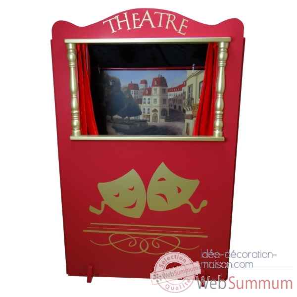 Theatre en bois avec decors double face et 4 marionnettes -LWS-285 -3