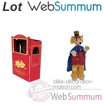 Theatre en bois avec 1 marionnette Compere le renard -LWS-288