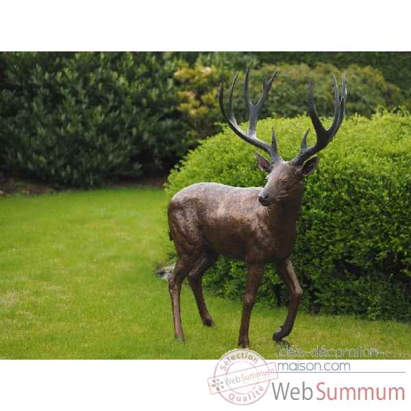 Sculpture cerf en bronze thermobrass -b837