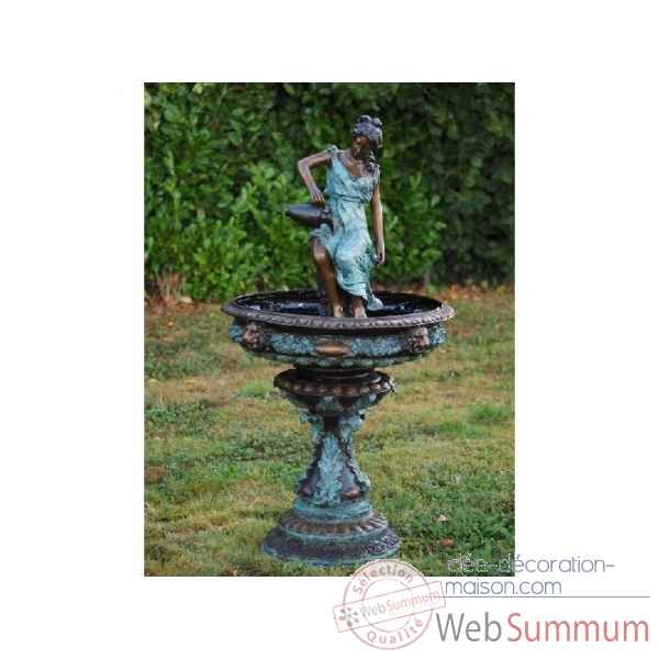 Sculpture femme avec cruchon fontaine en bronze thermobrass -b52290