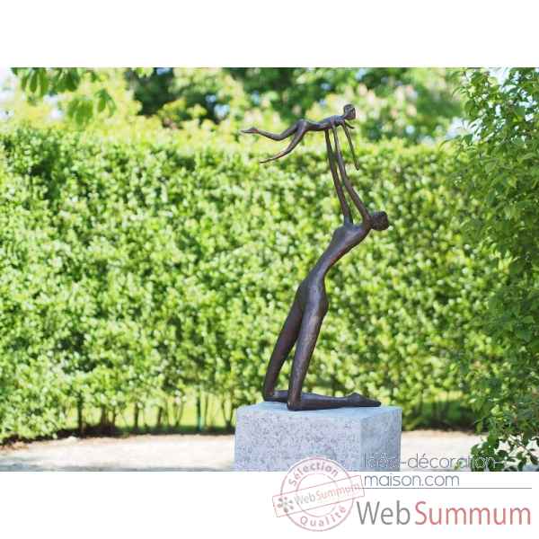 Statue bronze mere et enfant moderne -B88200