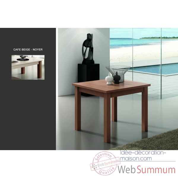 Table + allonge m220 plateau et tablier cafe beige - pieds noyer Urban -11248-3663141