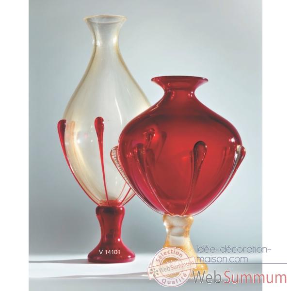 Vase en verre Formia couleur rouge et or -V14100