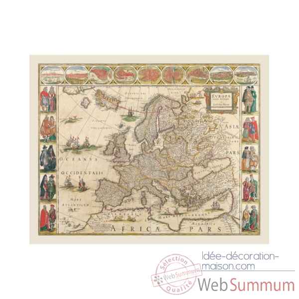 Carte de l\'europe en parchemin vieilli Zoffoli -Art.3351