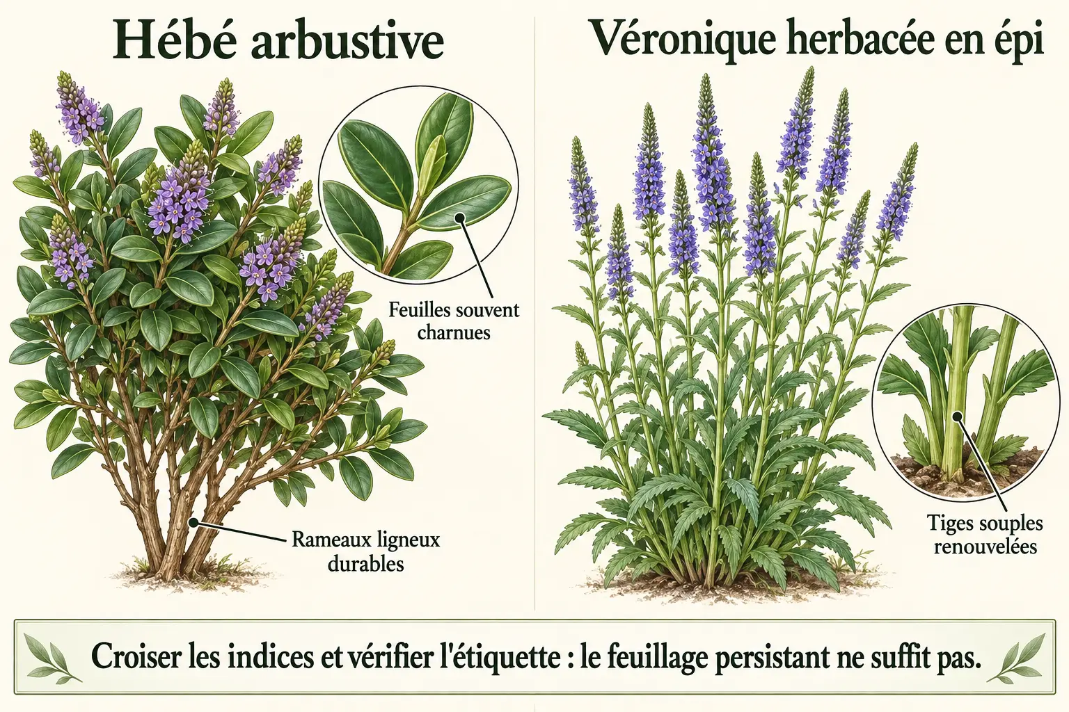 planche botanique comparative — plante la veronique
