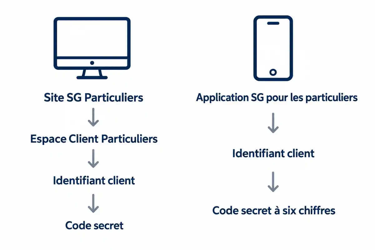 Le site sur ordinateur et l’application sur téléphone donnent accès à l’espace client avec l’identifiant et le code secret.